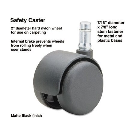 Master Caster Co Master, SAFETY CASTERS, STANDARD NECK, NYLON, B STEM, 5PK 64234